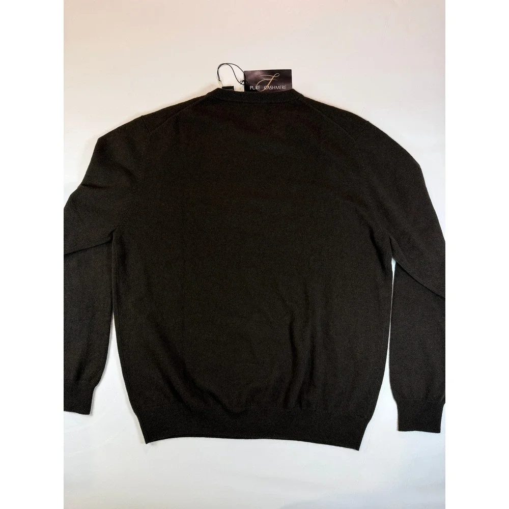 Pure Cashmere Sweater Mens L Brown Crew Neck‎ 100% Cashmere Long Sleeve
